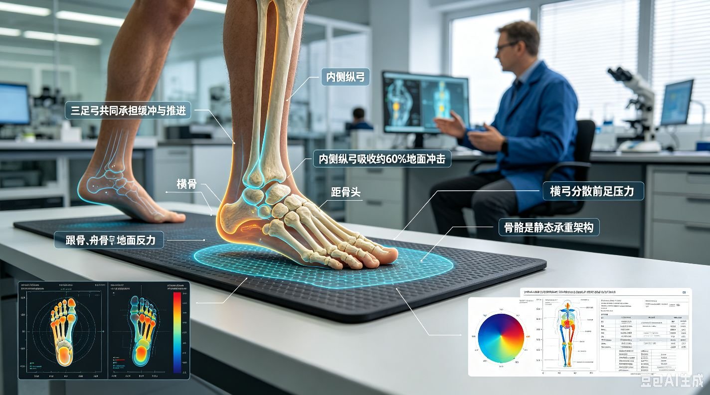足部肌骨系统：静态骨架与动态肌肉的协同支撑逻辑